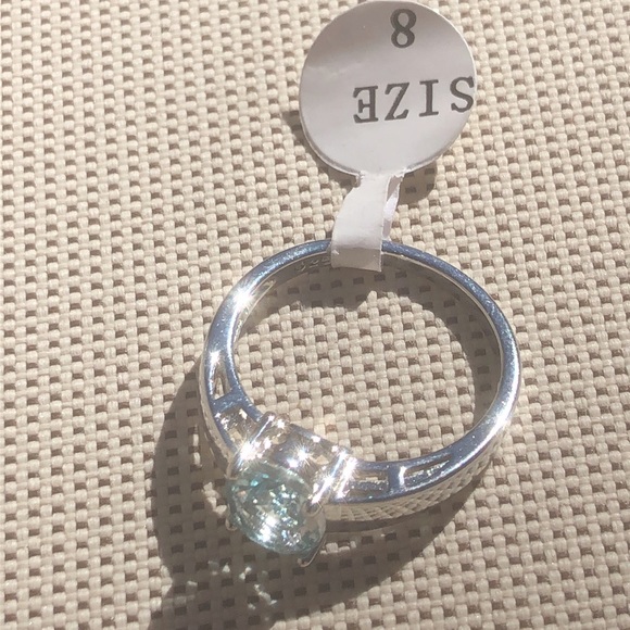 Genuine Aquamarine oval gemstone & Sterling Silver Ring - NEW WITH TAGS - Picture 2 of 6